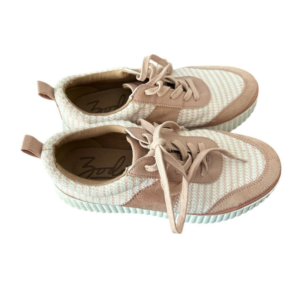 Zodiac Women's Cooper‎ Lace-Up Sneakers Pink/White Striped Size 8.5